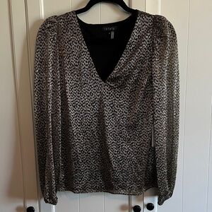 1. State Women's Black and Gold Patterned Blouse -NWT